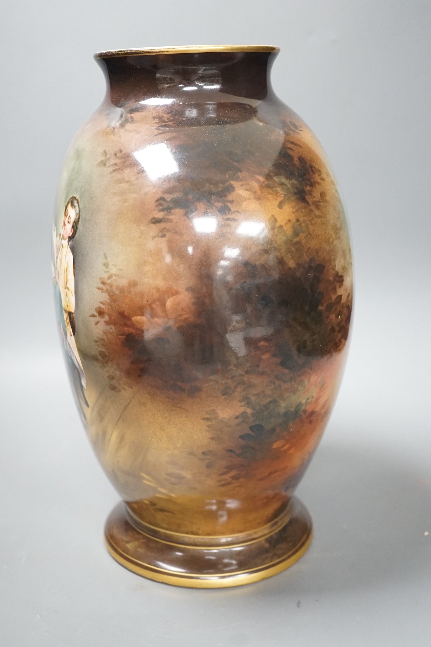 A German porcelain vase signed A. Winkner Nach Meissonier, 34cm